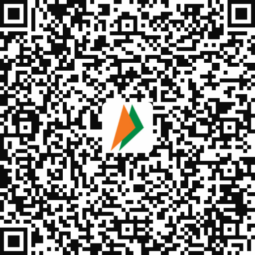 A QR code with the text "UPI" and an arrow symbol in the center.